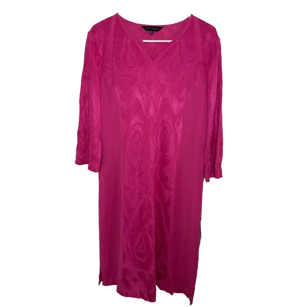 Ming Wang Women's Gorgeous Pink Fuchsia‎ Detailed Soft Knit Dress Size M